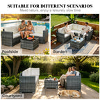 rattanstar Rattan Garden Furniture Set, 5-Seater - Corner Sofa with Glass-Top Coffee Table