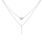 925 silver double chain pendant necklace for women with zircon