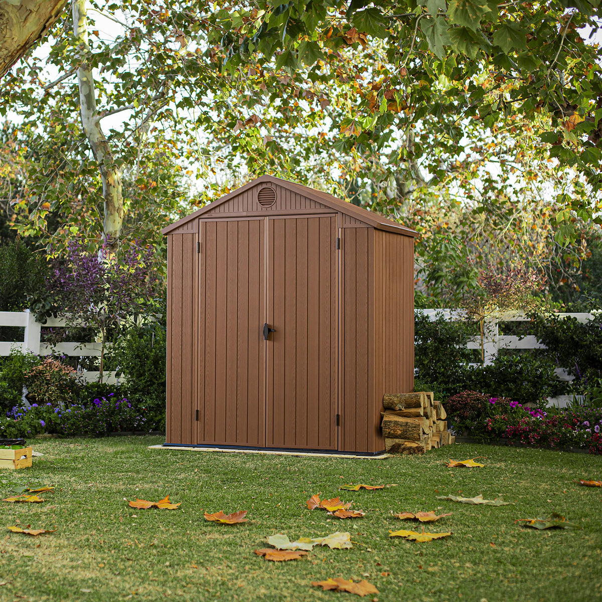 Keter Darwin Apex Garden Shed, Double Door - 6 x 4 ft, Brown