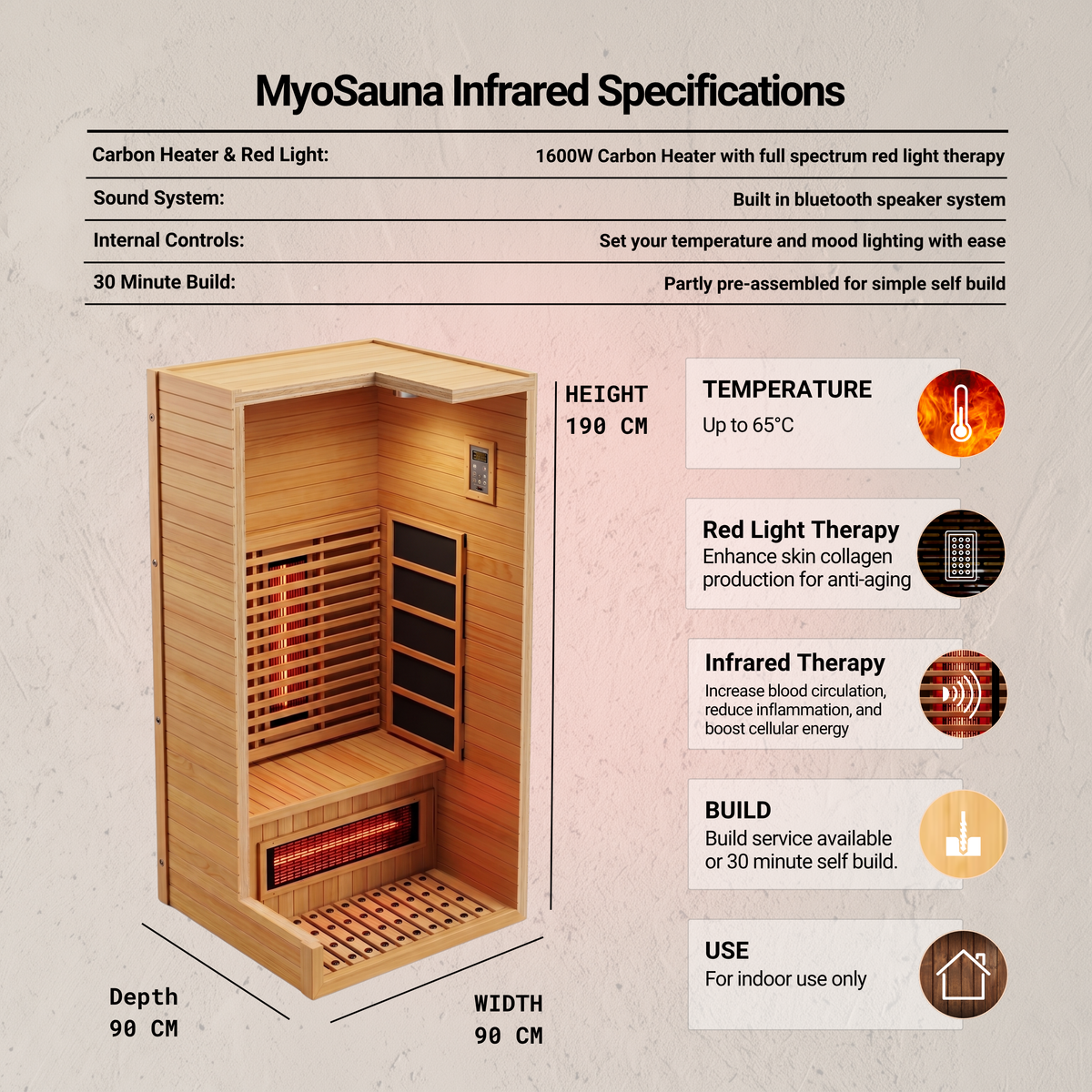 MyoSauna Infrared Sauna - WiFi Enabled