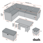 Granchester Rattan Corner Dining Sofa Set - Rectangular Rising Table, Natural