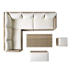 Granchester Rattan Corner Dining Sofa Set - Rectangular Rising Table, Natural