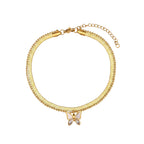 Titanium steel chain with butterfly and shell design for women