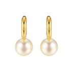 Copper plated gold pearl hoop earrings for women