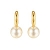 Copper plated gold pearl hoop earrings for women