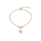 Geometric pearl pendant necklace for women gold and silver