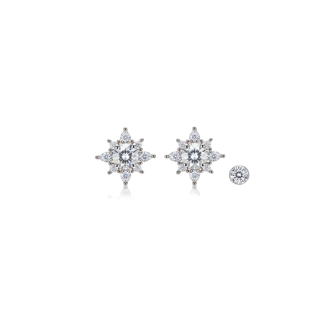 Geometric snowflake zircon earrings for women