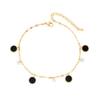 Geometric zircon anklet for women with steel chain design