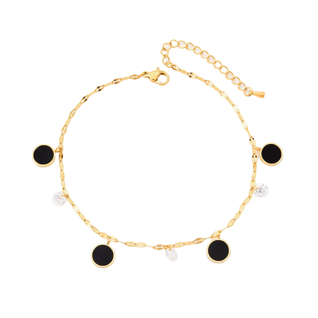 Geometric zircon anklet for women with steel chain design