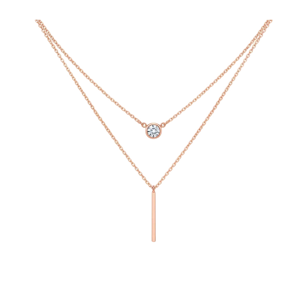 Geometric zircon necklace for women in 925 silver chain