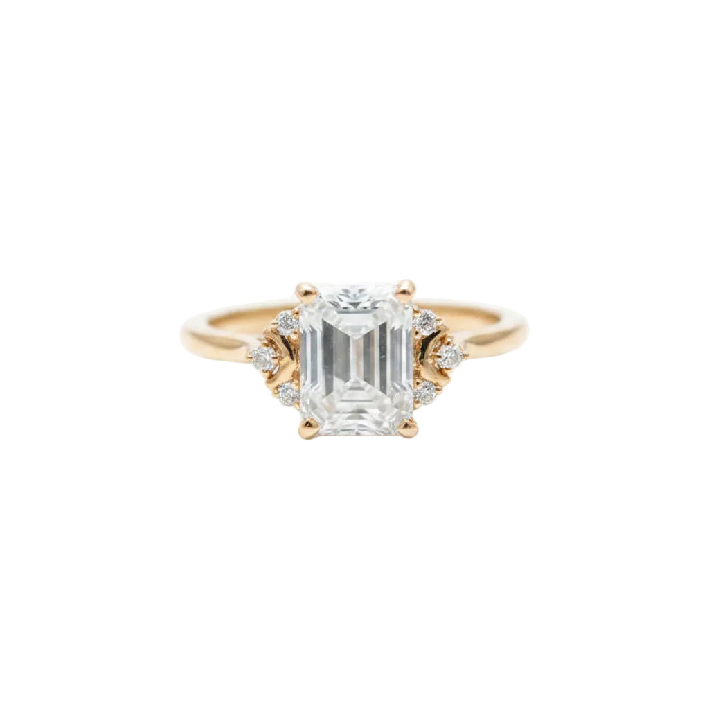Gold color alloy ring for women with quadrilateral design