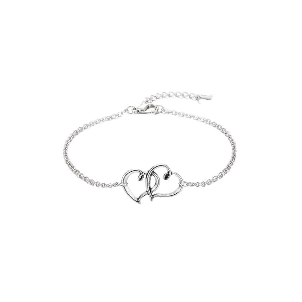 Heart design anklet for women in silver tone alloy
