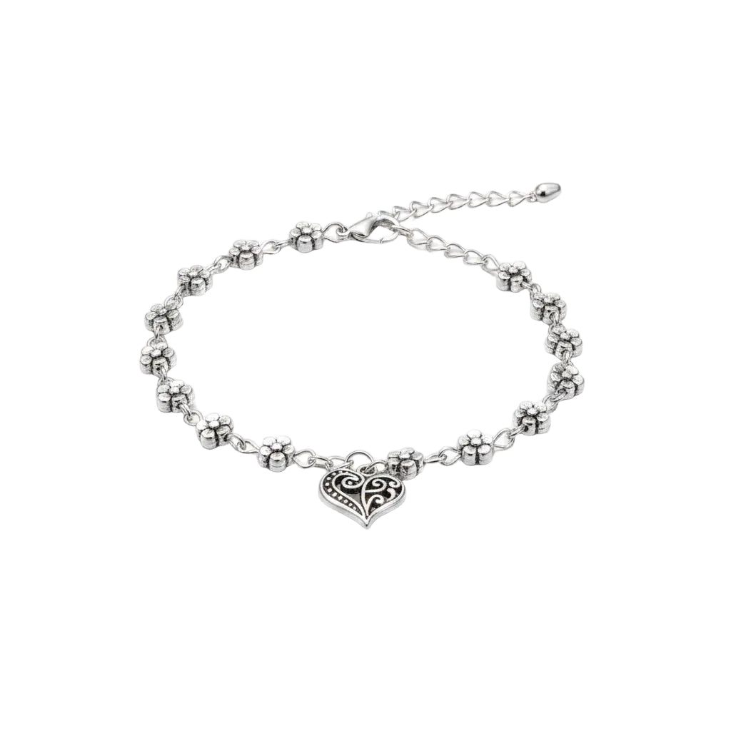 Heart shape alloy anklet for women with electroplated finish