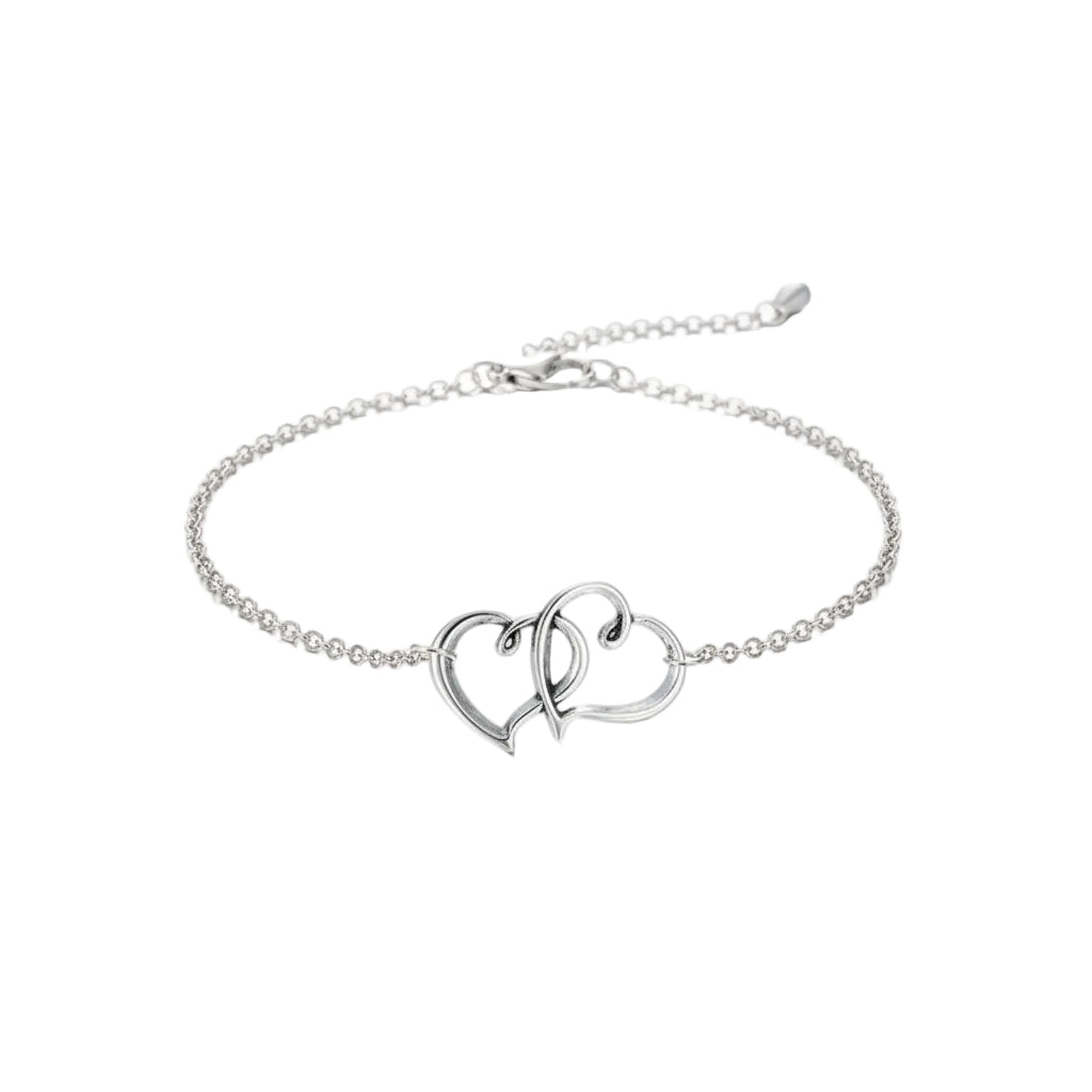 Heart shaped anklet for women alloy ancient silver color