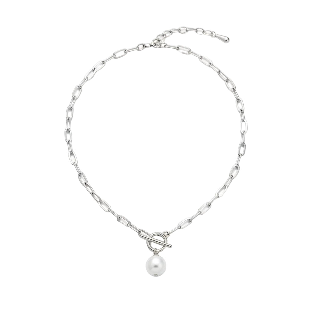 Minimal pearl pendant necklace for women gold silver