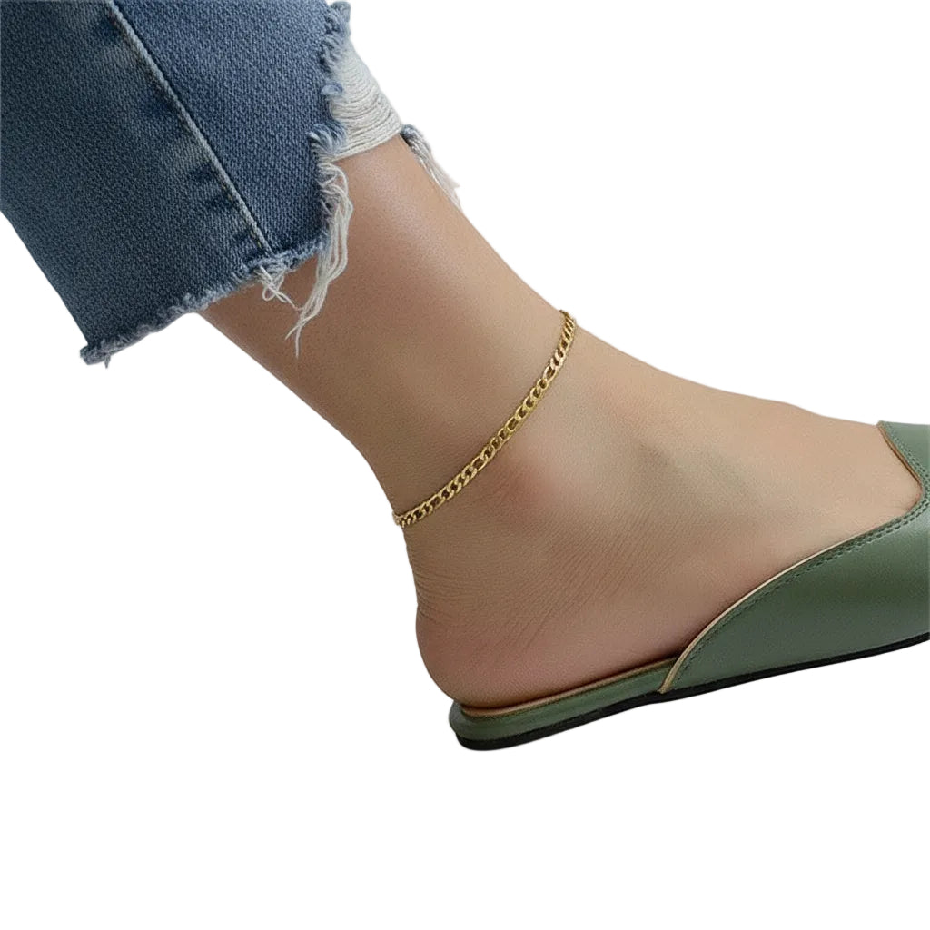 Minimal stainless steel anklet for women in geometric style