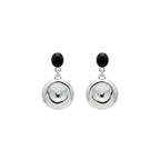 Oval geometric stud earrings for women in 925 silver style