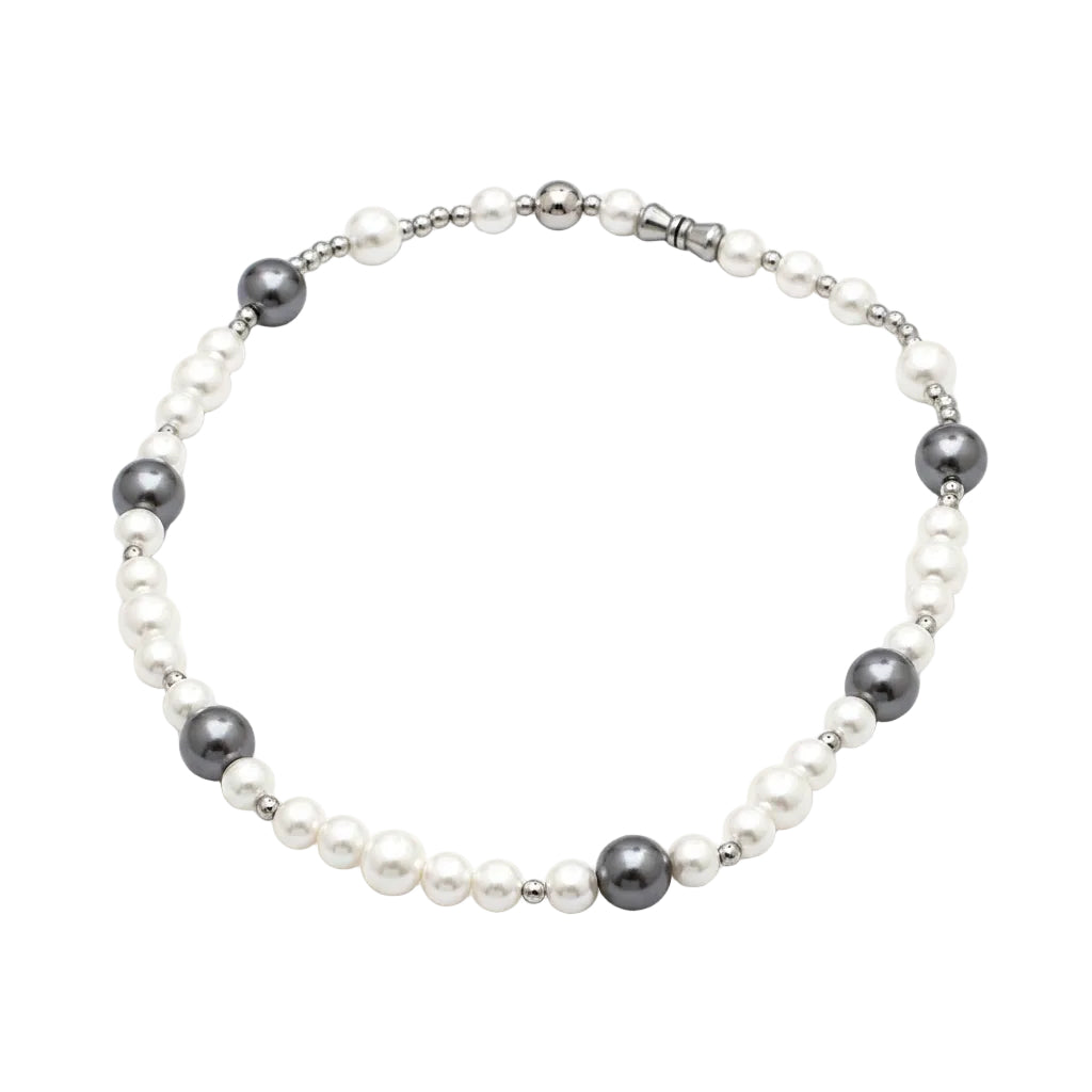 Pearl necklace for women with color stitching geometric look