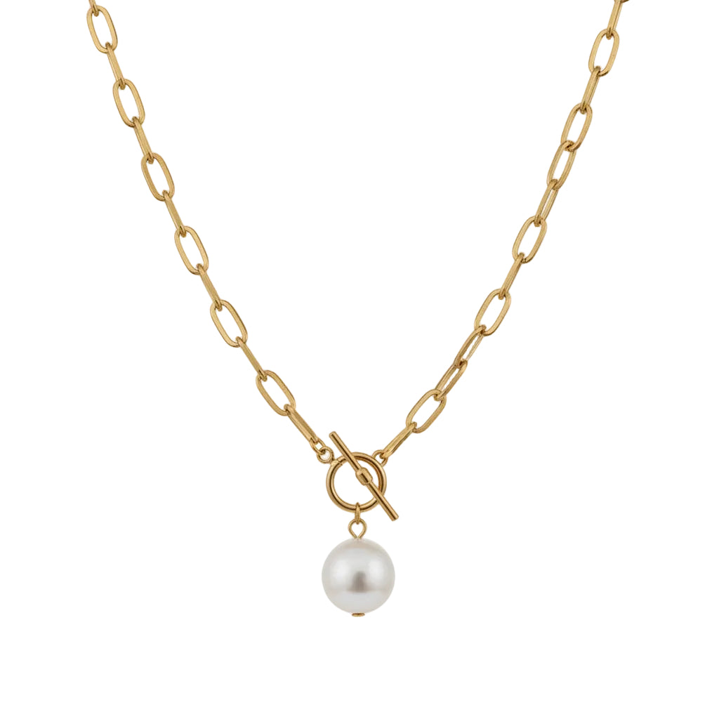 Pearl pendant necklace for women with gold silver geometric design