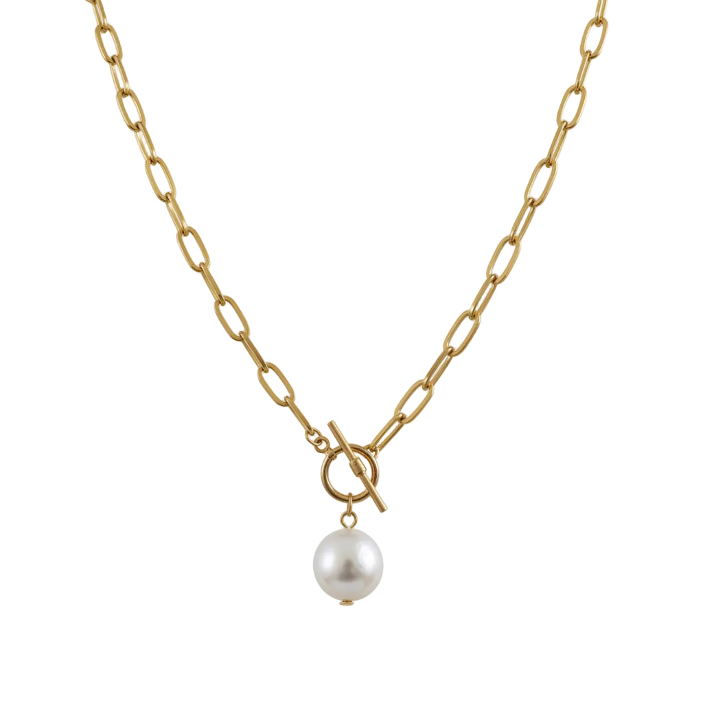 Simulated pearl pendant necklace for women geometric design gold silver