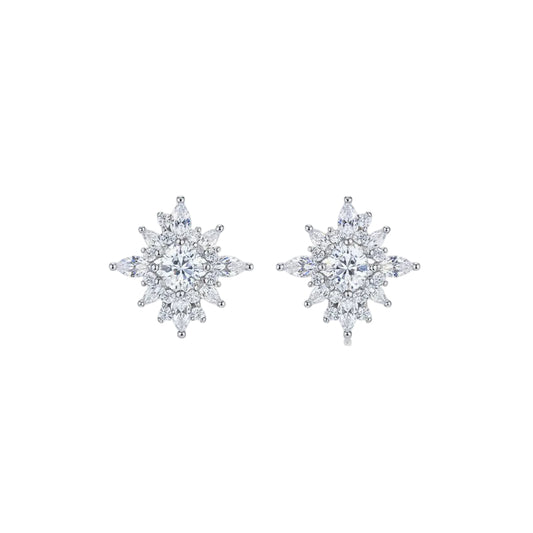 Snowflake zircon earrings for women with geometric design