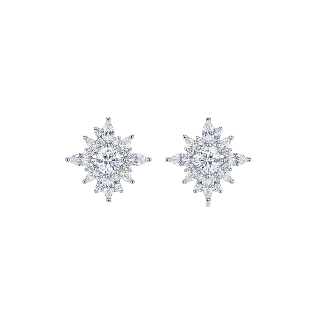 Snowflake zircon earrings for women with geometric design