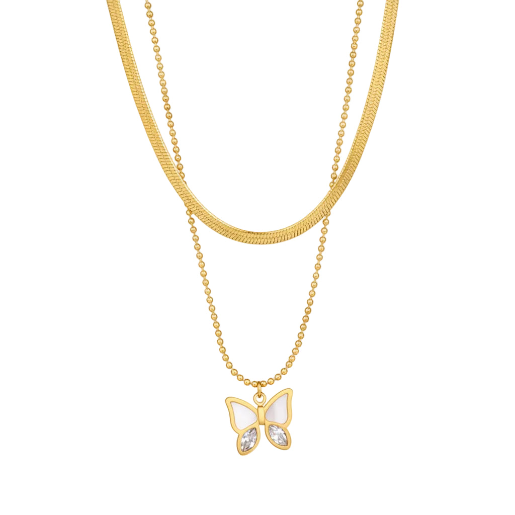 Titanium steel anklet necklace with butterfly shell design