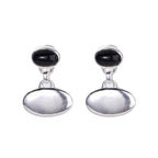 Women 925 silver stud earrings with oval geometric design