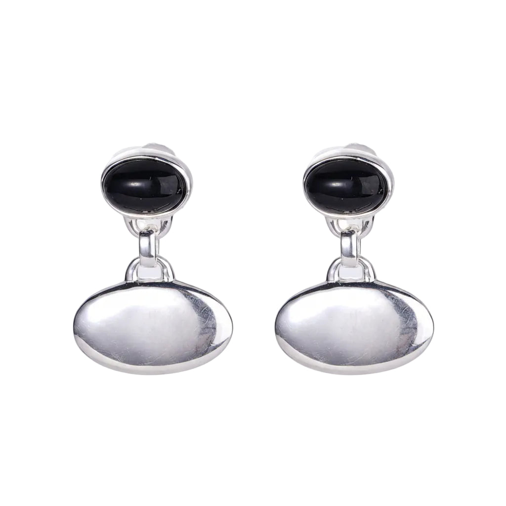 Women 925 silver stud earrings with oval geometric design