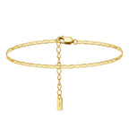 Adjustable silver anklet for women 2mm geometric design