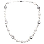 Women color stitch pearl necklace with geometric design