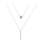 Women double chain necklace in 925 silver with zircon design
