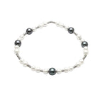 Women pearl necklace with color stitching geometric style