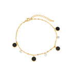 Women anklet with water wave chain and zircon detail