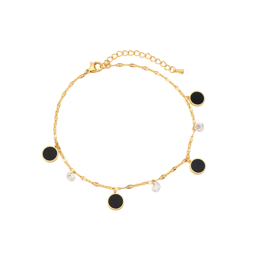 Women anklet with water wave chain and zircon detail