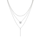 Zircon pendant necklace for women 925 silver double chain