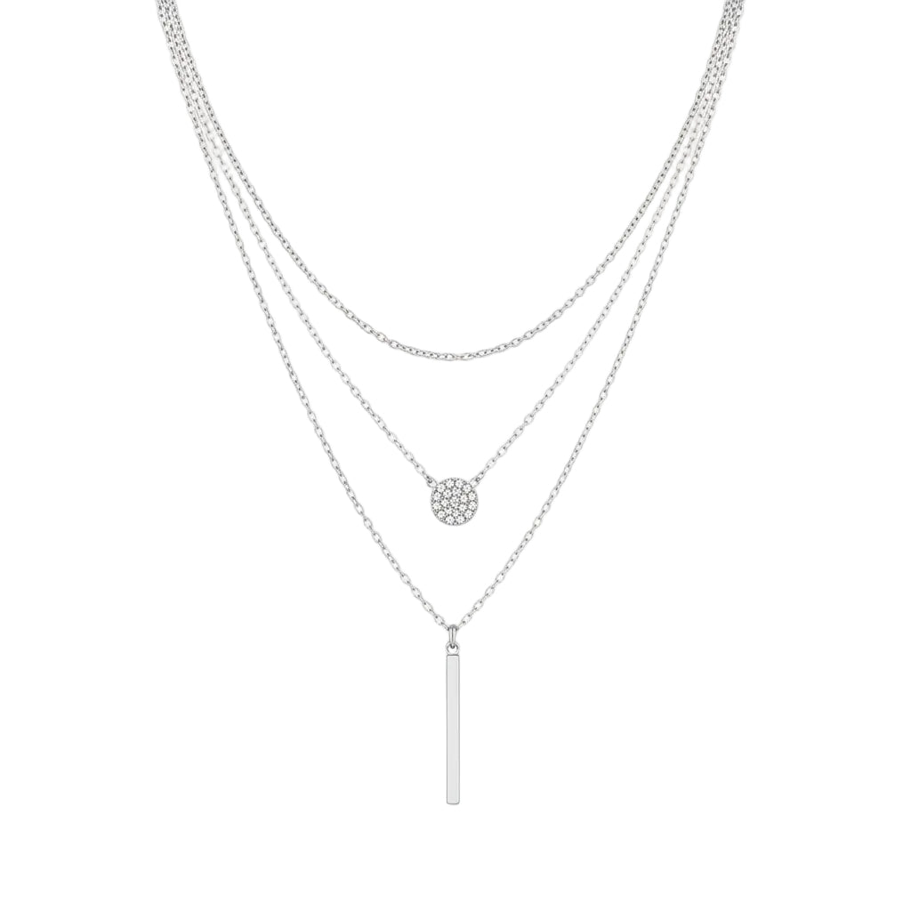 Zircon pendant necklace for women 925 silver double chain